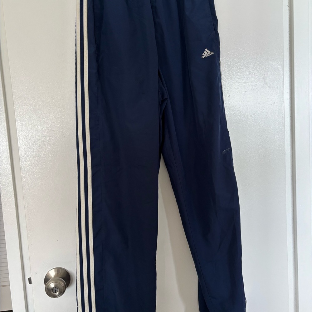Adidas Kids Blue Joggers with White Stripes